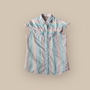 Vintage stage west pastel stripes snap button shirt